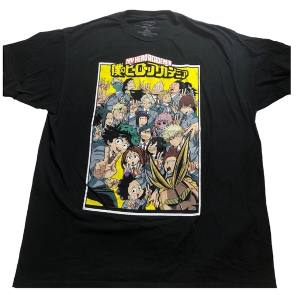 My‎ Hero Academia black anime screen printed t-shirt  XL